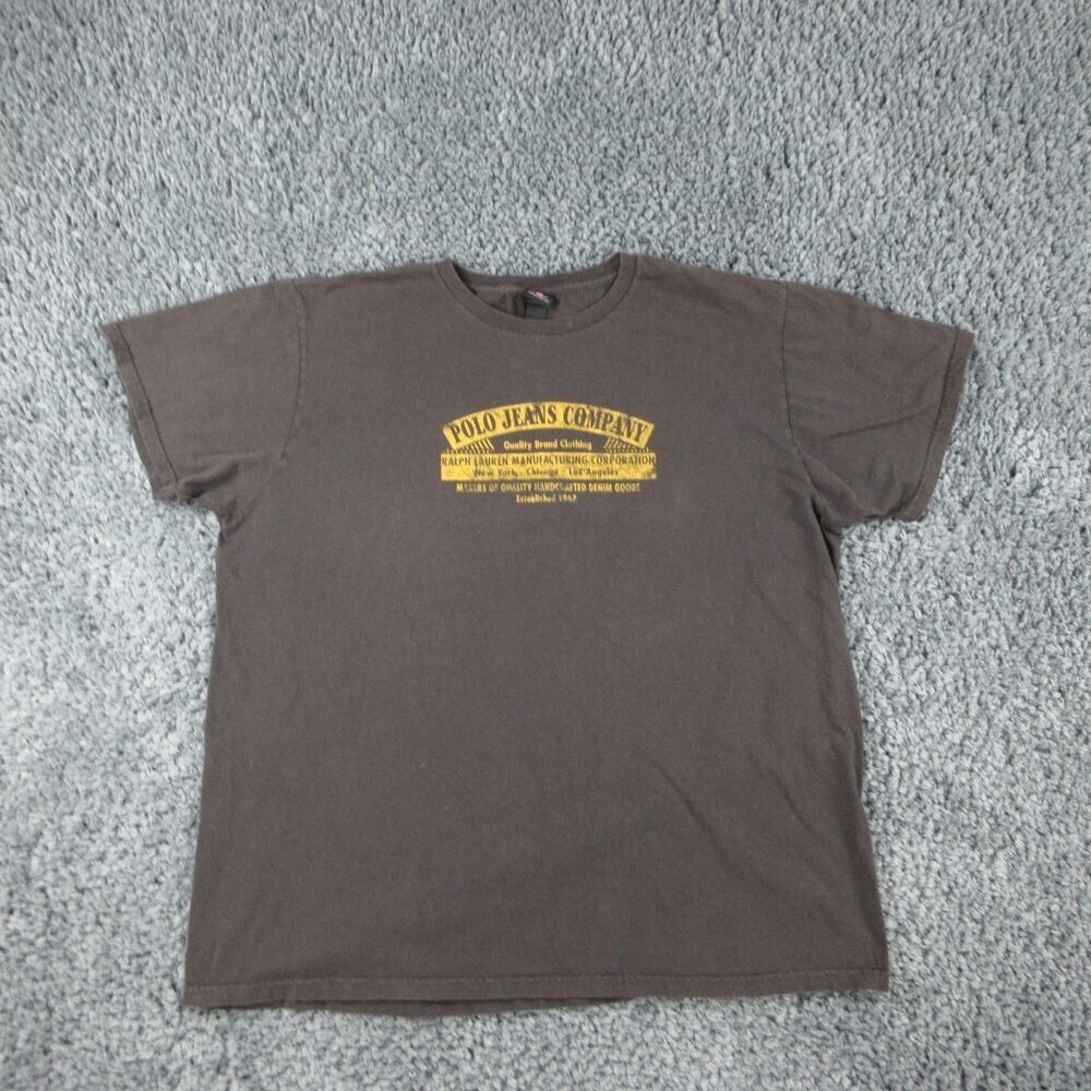 Polo Jeans Company Shirt Mens 2XL Gray Graphic Tee Short Sleeve